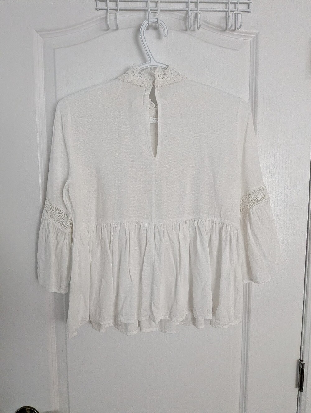 River Island Viscose embroidered Bohemian Blouse white Small - Picture 3 of 8